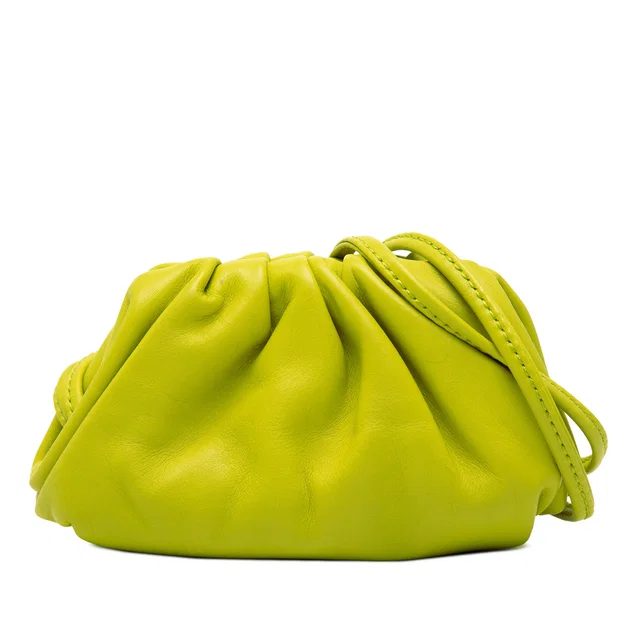 Green Bottega Veneta Lambskin The Extra Mini Pouch Crossbody in Green Lambskin from Designer Revival