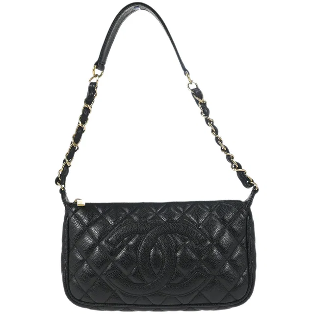 Chanel 2002-2003 Black Caviar Skin Handbag in Black Caviar leather from AMORE Vintage Tokyo