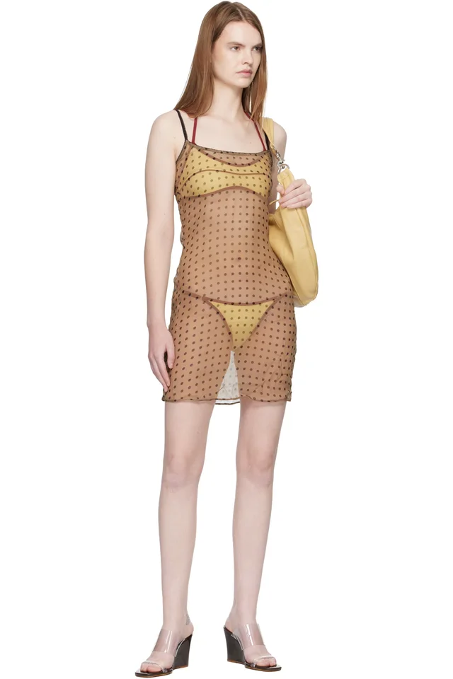 Fruity Booty Tan Polka Midi Dress, photo 4 of 4 from SSENSE