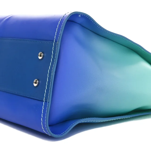 Chanel Shaded Calfskin Small Deauville Tote Light Green Turquoise Purple in Blue Calfskin from FASHIONPHILE, photo 10 of 11
