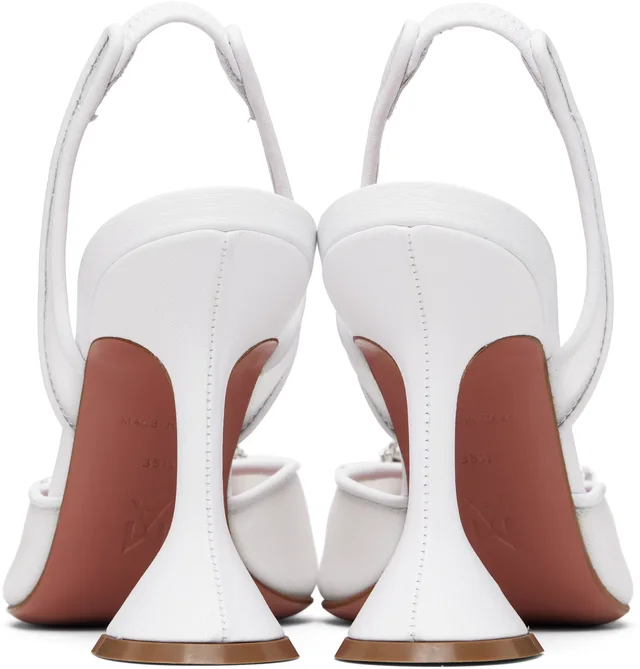 Amina Muaddi White Begum Sling 95 Heels, photo 2 of 4 from SSENSE