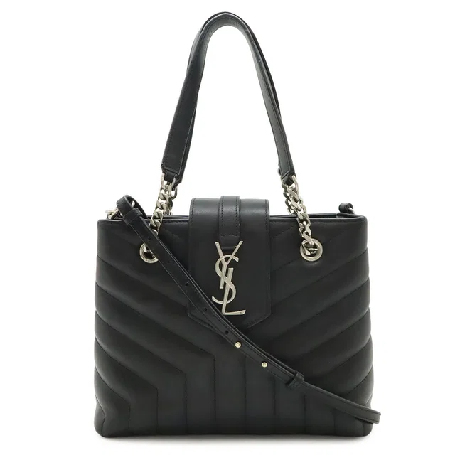 Saint Laurent Loulou Chain Shoulder Bag 2-Way Quilted Leather Black in Black Leather from The Reluxe