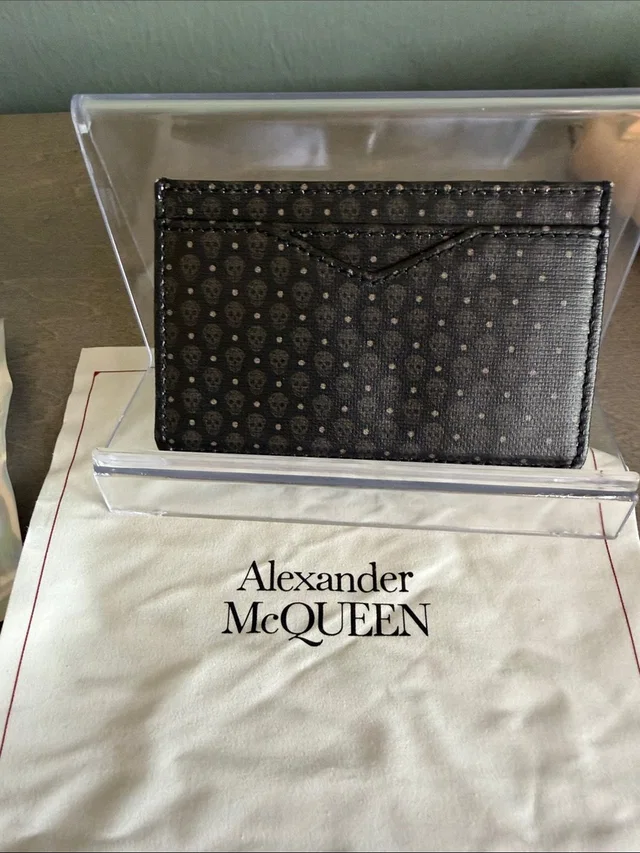 Alexander McQueen Skull-Print Card Sleeve in black Leather from Poshmark