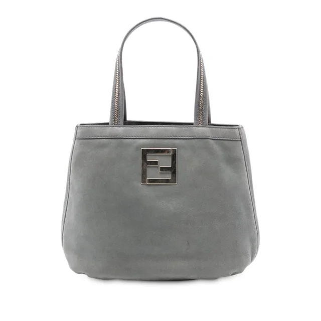 Gray Fendi Nubuck FF Chains Tote in Grey Suede from Designer Revival
