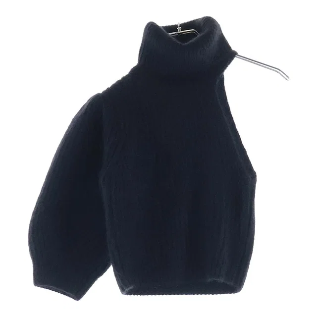 Celine Mohair Silk Cropped Turtleneck Sweater Knit Black in Black Silk from The Reluxe