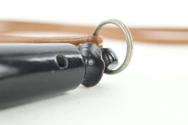 Hermès Black x Brown Wooden Dog Whistle in Black Canvas from Bagriculture