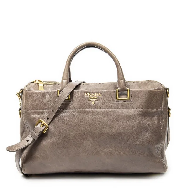 Prada Slip Pocket Soft Boston Light Brown Vitello Luxe Messenger Bag in Brown from The Reluxe