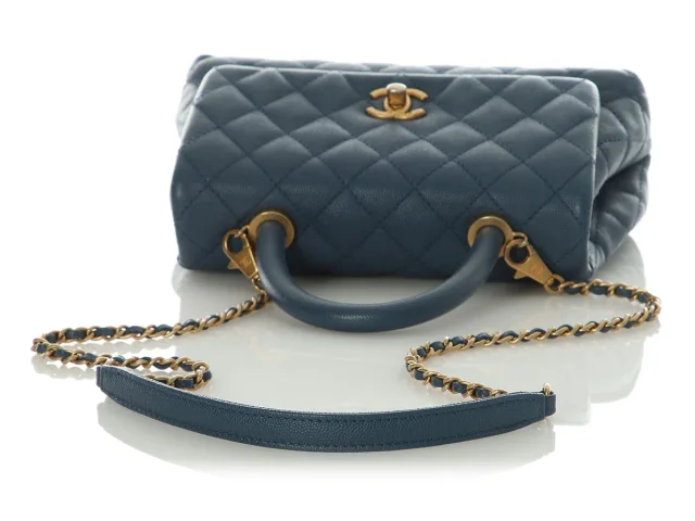 Chanel Mini Blue Quilted Caviar Coco Handle in Blue Caviar leather from Ann's Fabulous Finds, photo 7 of 9