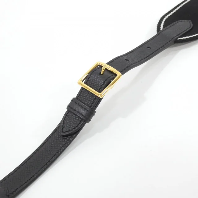 HERMES 087011CC Strap in BLACK+WHITE+BLACK / PALLADIUM (GOLD) hardware Canvas/ EPSON from KOMEHYO, photo 3 of 4