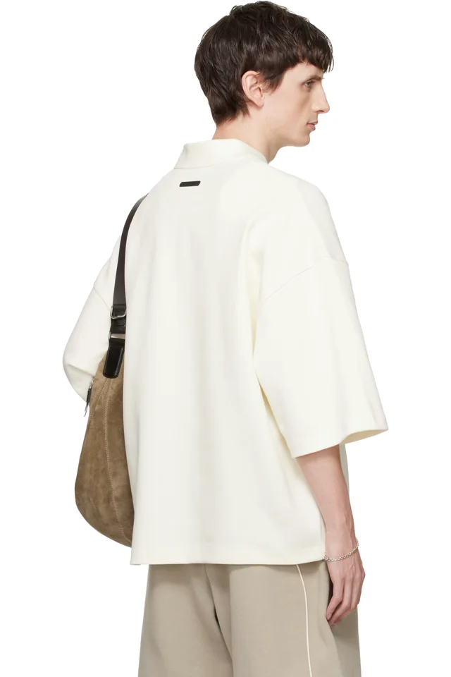 Fear of God ESSENTIALS Off-White Signature 90s Cropped Polo, photo 3 of 4 from SSENSE