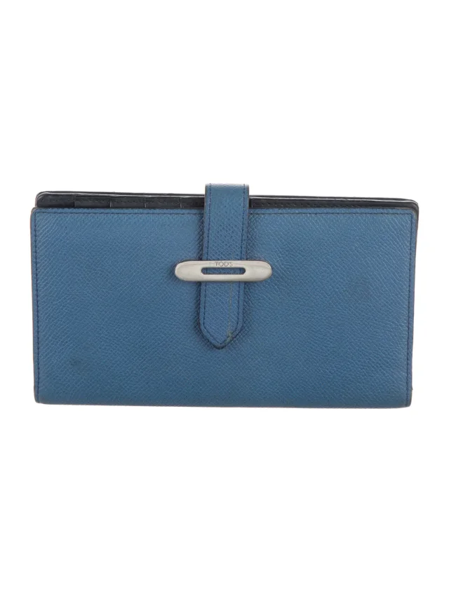 Tod's Leather Continental Wallet in blue Leather from The RealReal