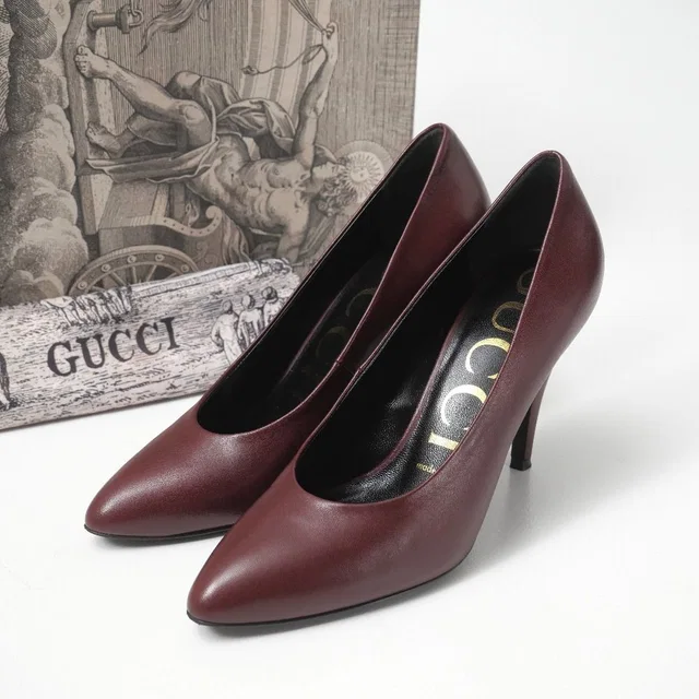 Gucci Pumps Kid Leather Heels in Leather from The Reluxe