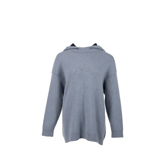 Dior Size 36 J'adior 8' Hooded Sweater with Rear Signature Cashmere Blue Grey/Black in Black Cashmere from EMIER