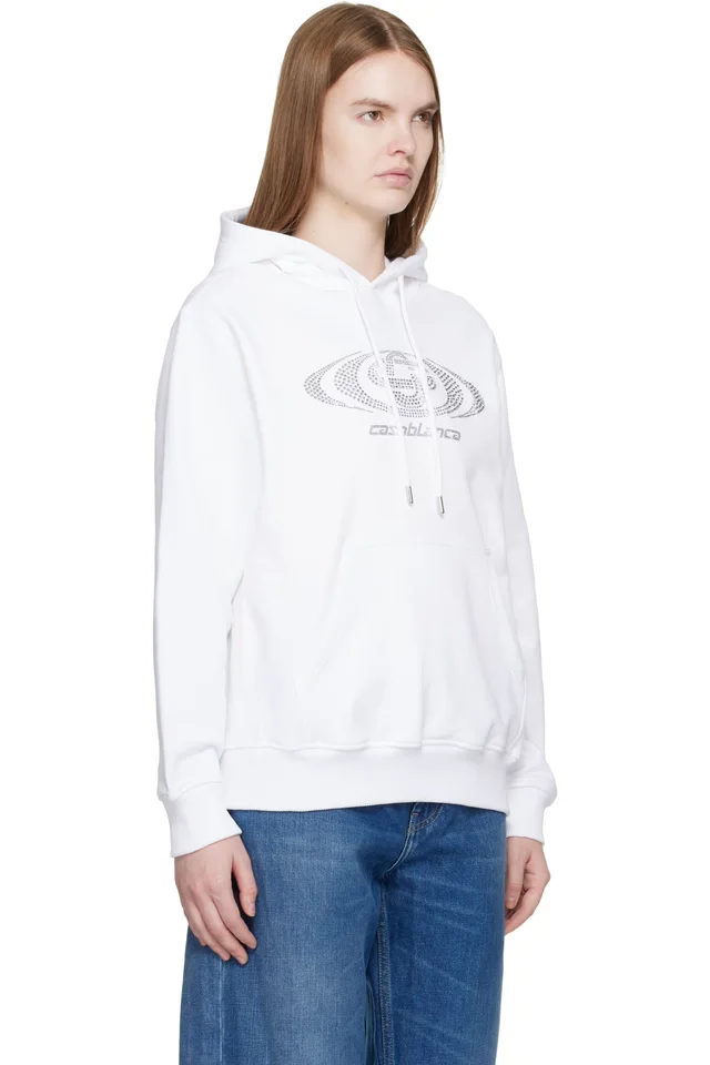 Casablanca Off-White Crystal Warped Logo Hoodie, photo 2 of 4 from SSENSE