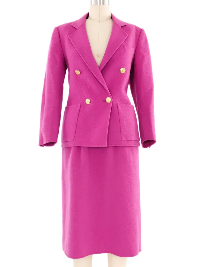 Saint Laurent Orchid Wool Skirt Suit in Wool from Arcade Vintage