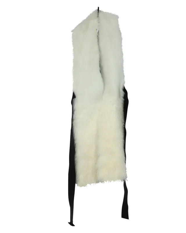 Altuzarra Constable Belted Gilet in White Fur in White, photo 3 of 6 from ShopSimon