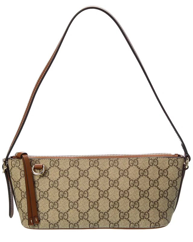 Gucci GG Emblem Small GG Supreme Canvas & Leather Shoulder Bag, image 1 of 1 from Rue La La