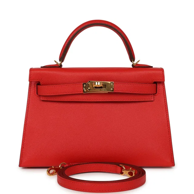 Hermès Kelly Sellier 20 Rouge de Coeur Madame Gold Hardware in Red Lambskin from Madison Avenue Couture