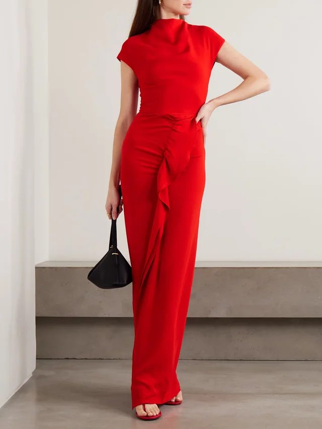 TOVE Beth ruffled jersey maxi dress in Red, photo 2 of 2 from NET-A-PORTER (Canada)