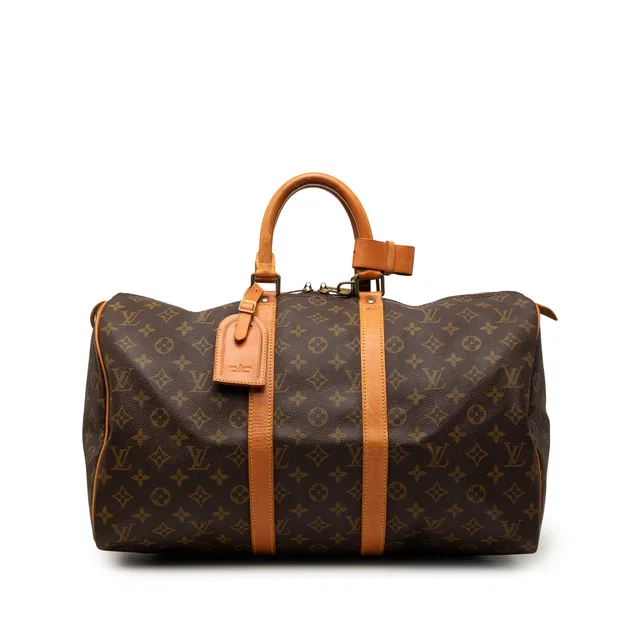 Brown Louis Vuitton Monogram Keepall 45 Travel Bag in Brown Coated canvas from Designer Revival