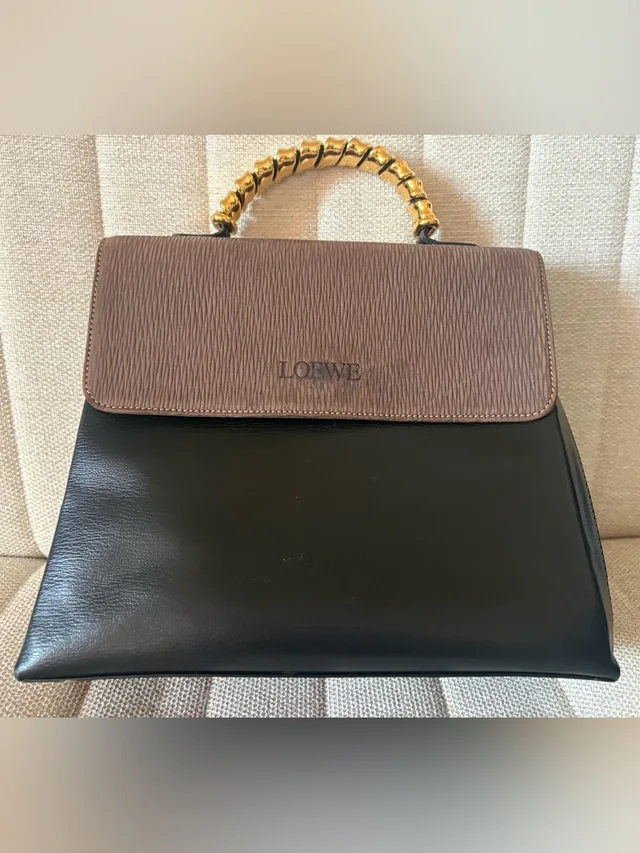 Loewe Two-Tone Leather Top-Handle Satchel in black|brown|red Leather from Poshmark, photo 1 of 1