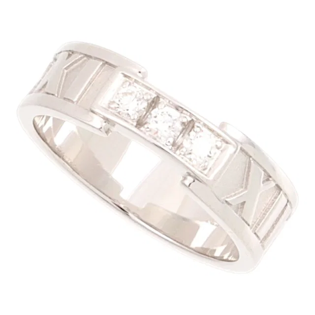 Tiffany & Co. 18K Diamond Atlas Ring #50 White Gold in White from VINTAGE QOO TOKYO