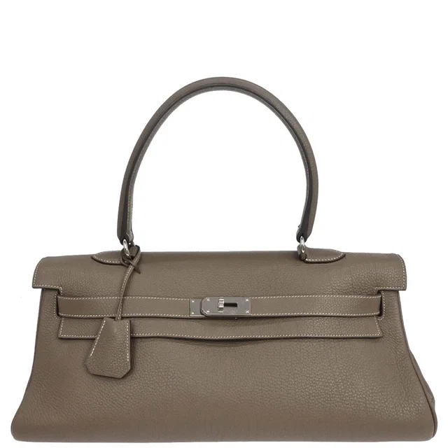 Hermès Etoupe Gray Togo Shoulder Kelly Handbag in Taupe Togo leather from AMORE Vintage Tokyo