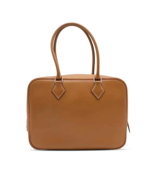 Hermès Plume 28 Naturel Veau Chamonix Hand Bag 2004 Square H Palladium Hardware in Calfskin from Luxury Promise, photo 2 of 14