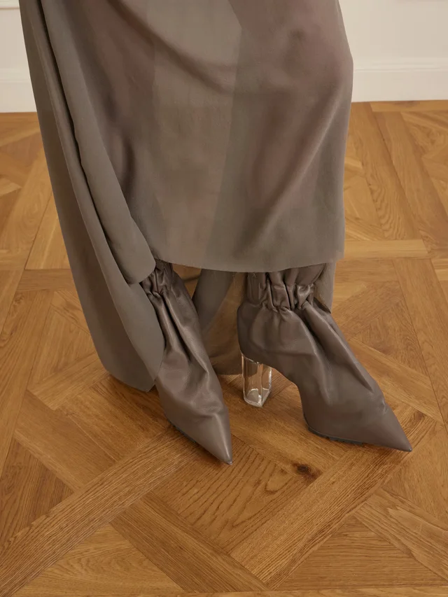 RICK OWENS Taquito gathered leather ankle boots in Grey, photo 2 of 2 from NET-A-PORTER (Canada)