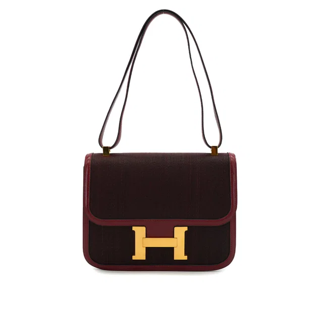 Hermès Constance 24 Rouge H Crinoline Box Calf Shoulder Bag 1978 Circle H Gold Hardware in Burgundy Box leather from Luxury Promise