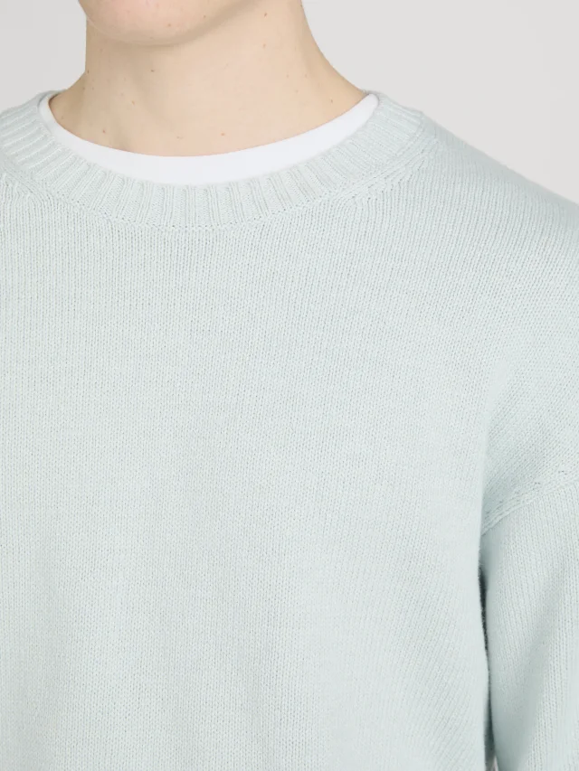 FRAME Cotton Silk Crewneck Sweater in Pale Blue, photo 4 of 14 from FRAME