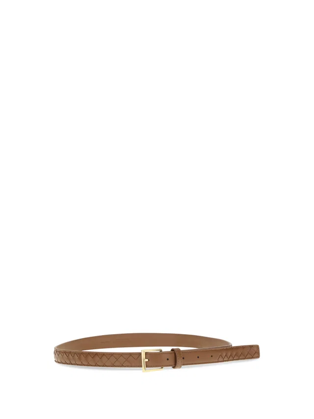 Bottega Veneta Intrecciato Woven Lamb Belt — Brown (ovis Aries) in Brown Woven leather from HEWI