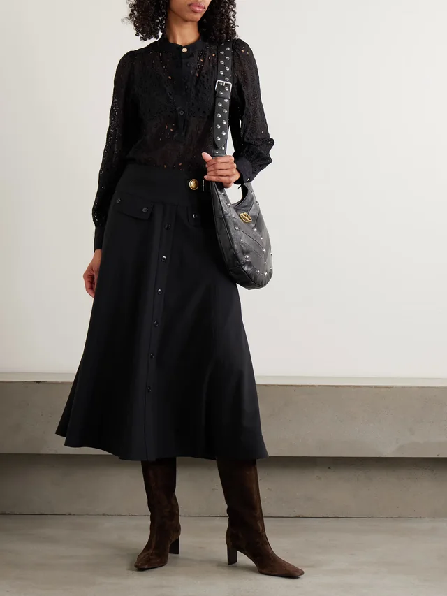 MAISON MAYLE Lady Papa broderie anglaise silk blouse in Black, photo 2 of 2 from NET-A-PORTER (Canada)