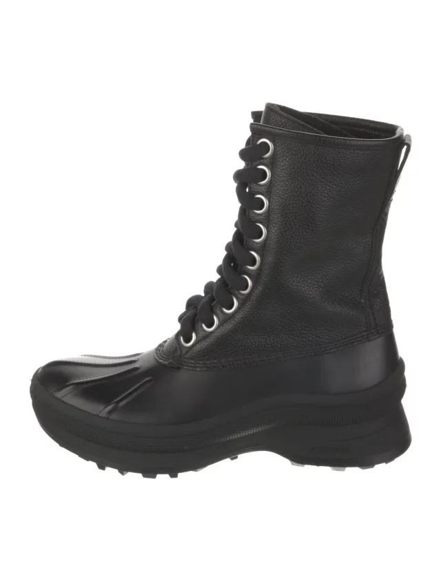 Jil Sander Leather Combat Boots in black Leather from The RealReal