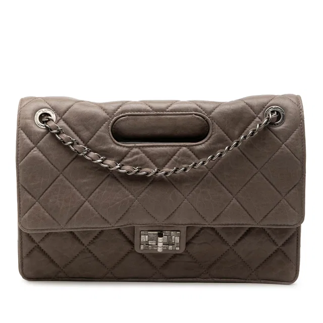Brown Chanel Paris Byzance Jumbo Washed Lambskin Take Away Flap Satchel in Brown Lambskin from Designer Revival