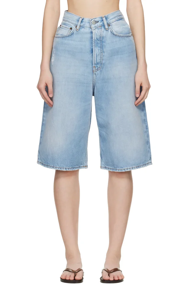 Acne Studios Blue Loose Fit Denim Shorts, image 1 of 1 from SSENSE