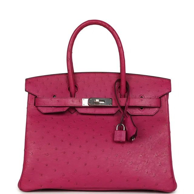 Hermès Birkin 30 Rose Pourpre Ostrich Palladium Hardware in Pink Ostrich from Madison Avenue Couture