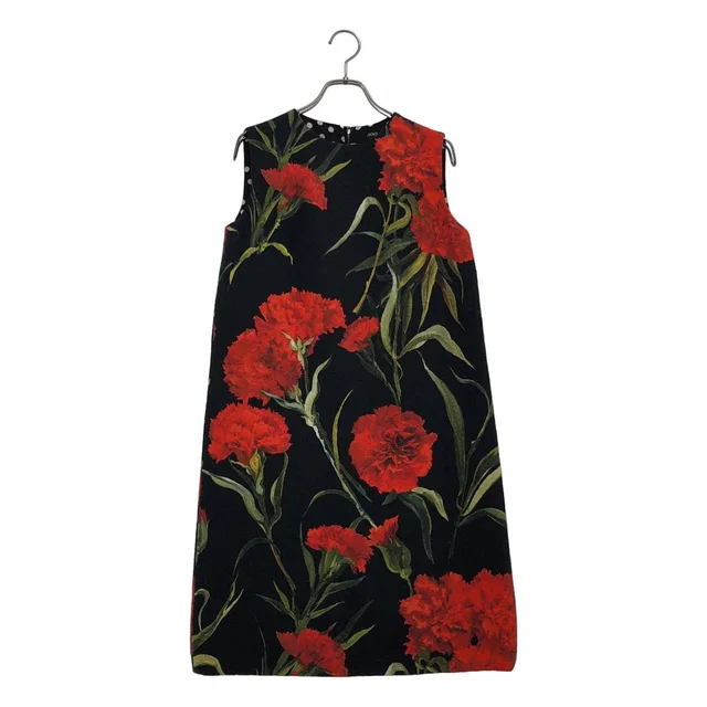 Dolce & Gabbana All Over Print Flower Jacquard Dress Dot Fully Lined Black 40 in Black from The Reluxe