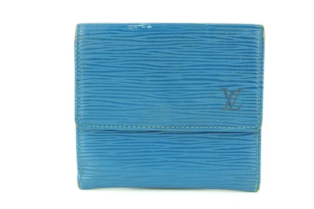 Louis Vuitton Blue Epi Leather Elise Compact Wallet with Box in Blue Leather from Bagriculture