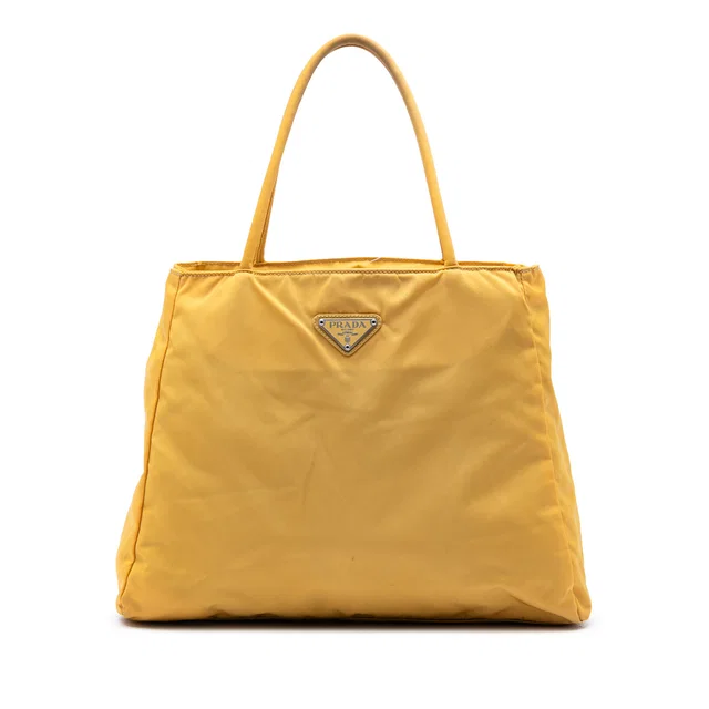 Yellow Prada Tessuto City Tote in Yellow Nylon from Designer Revival
