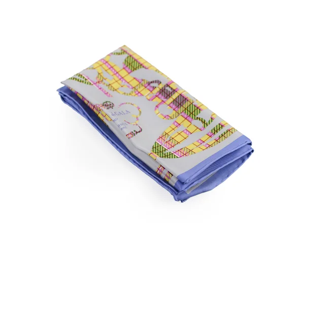 Hermès Scarf 42 x 42 Purple/Yellow/Pink/Grey in Pink Silk from The Purse Affair