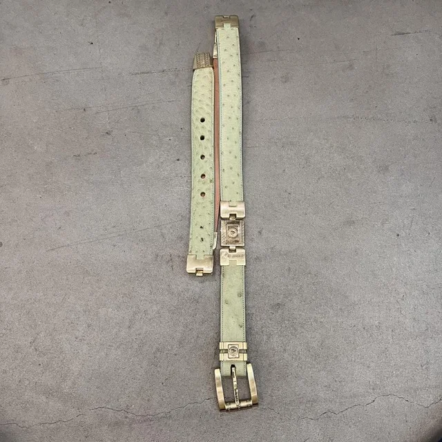 Versace Men's Belt - Cream/Gold in gold from Depop, photo 1 of 1