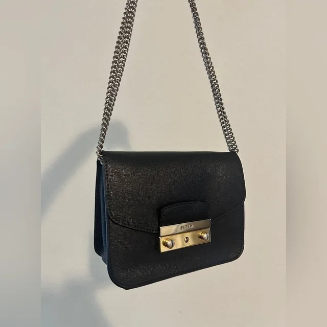 Furla Metropolis Mini Crossbody Black Saffiano Leather, W/ Dust Bag- Euc in silver|black|gray Saffiano leather from Poshmark
