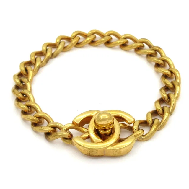 Chanel Bracelet Gold CC Logo in Gold from The Reluxe