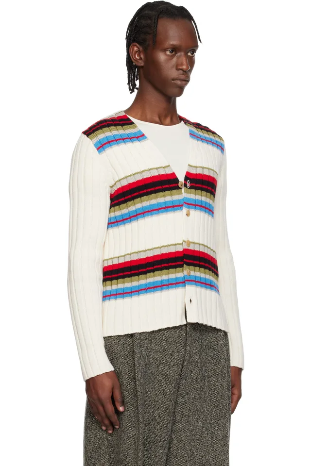 Dries Van Noten Off-White Striped Cardigan, photo 2 of 3 from SSENSE