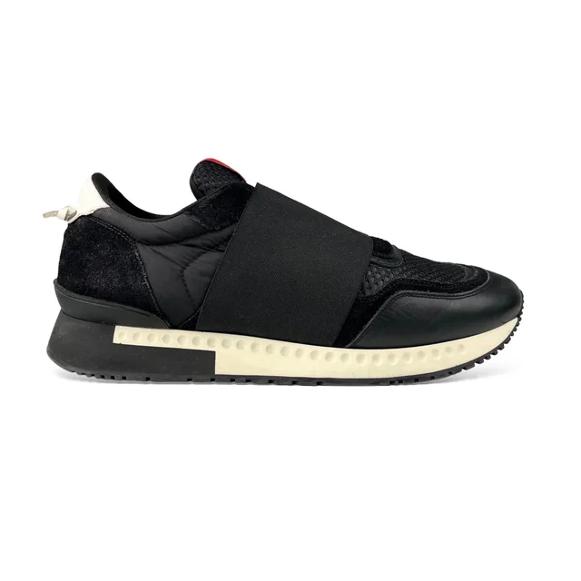 Givenchy Mens Black Active Runners in Black Leather & Mesh from Designer Archives