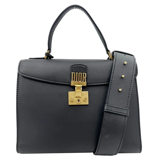 Dior Addict Leather Top Handle Crossbody Bag Black in Black Leather from Dallas Designer Handbags