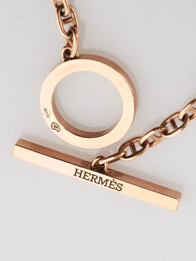 Hermès 18k Rose Gold and Diamond Chaine d'Ancre Contour Bracelet Size SH in Pink from Yoogis, photo 4 of 4