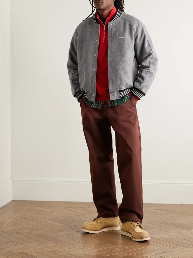 AIMÉ LEON DORE Wool Varsity Jacket $795 40% off $477 in Grey, photo 2 of 2 from MR PORTER