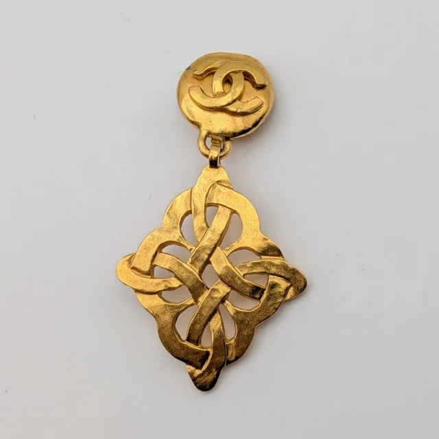 Chanel Single Earrings CC Logo Swing Gold 97P Vintage in Gold from The Reluxe